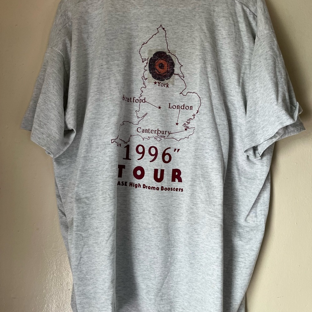 vintage 1996 single stitch theatre case drama boosters uk london shirt 2x